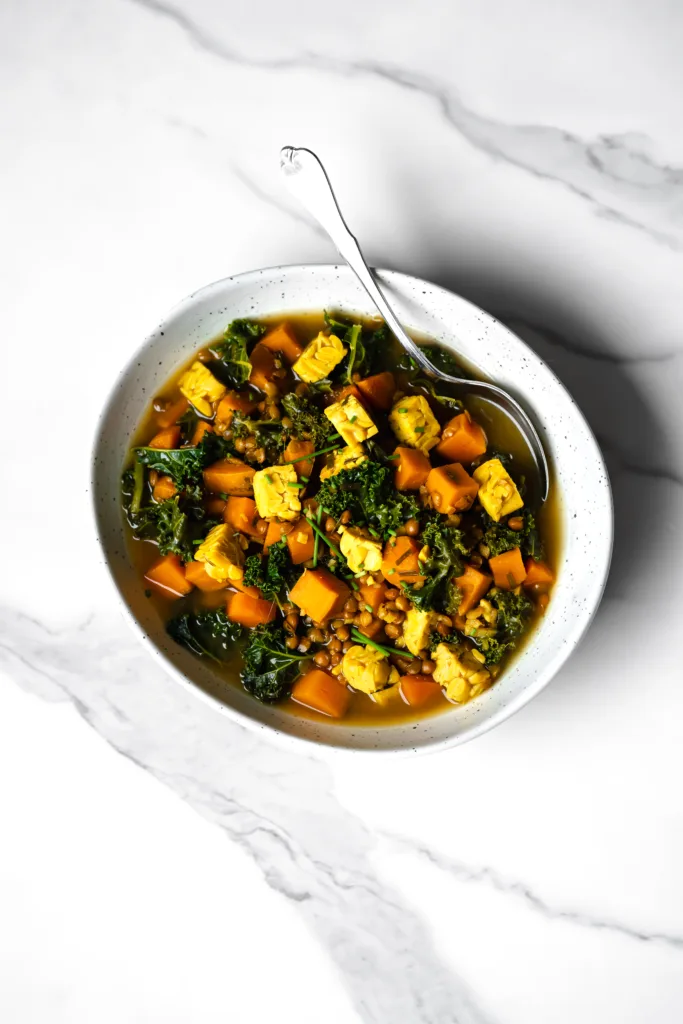 Bol de ragoût végétarien tempeh